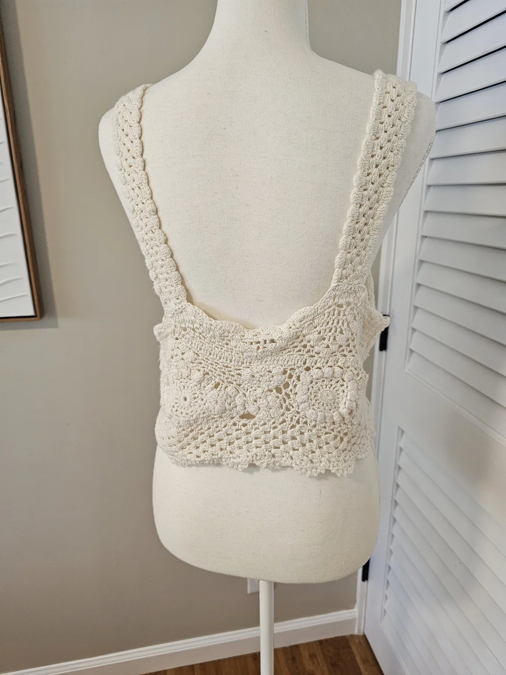 Free People Lost In Your Eyes Crochet Top | Boho Cotton Open Knit | Size medium